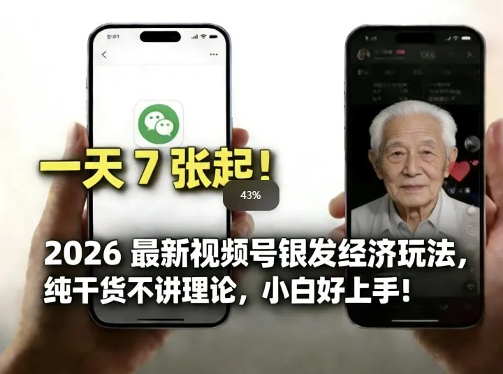 2026最新视频号银发经济玩法，轻松每天7张起，小白也可做_摸鱼资源网