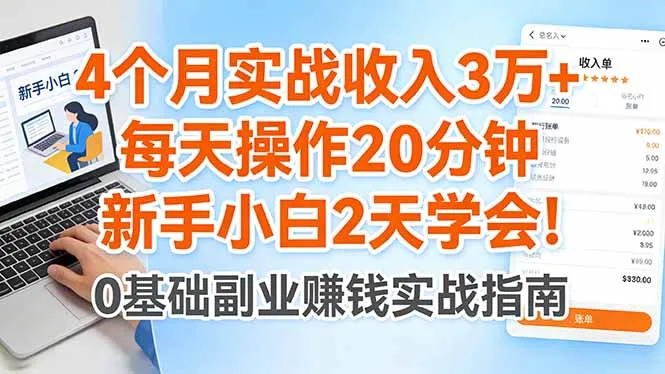 4个月实战收入3万+，每天操作20分钟，新手小白2天学会！_摸鱼资源网