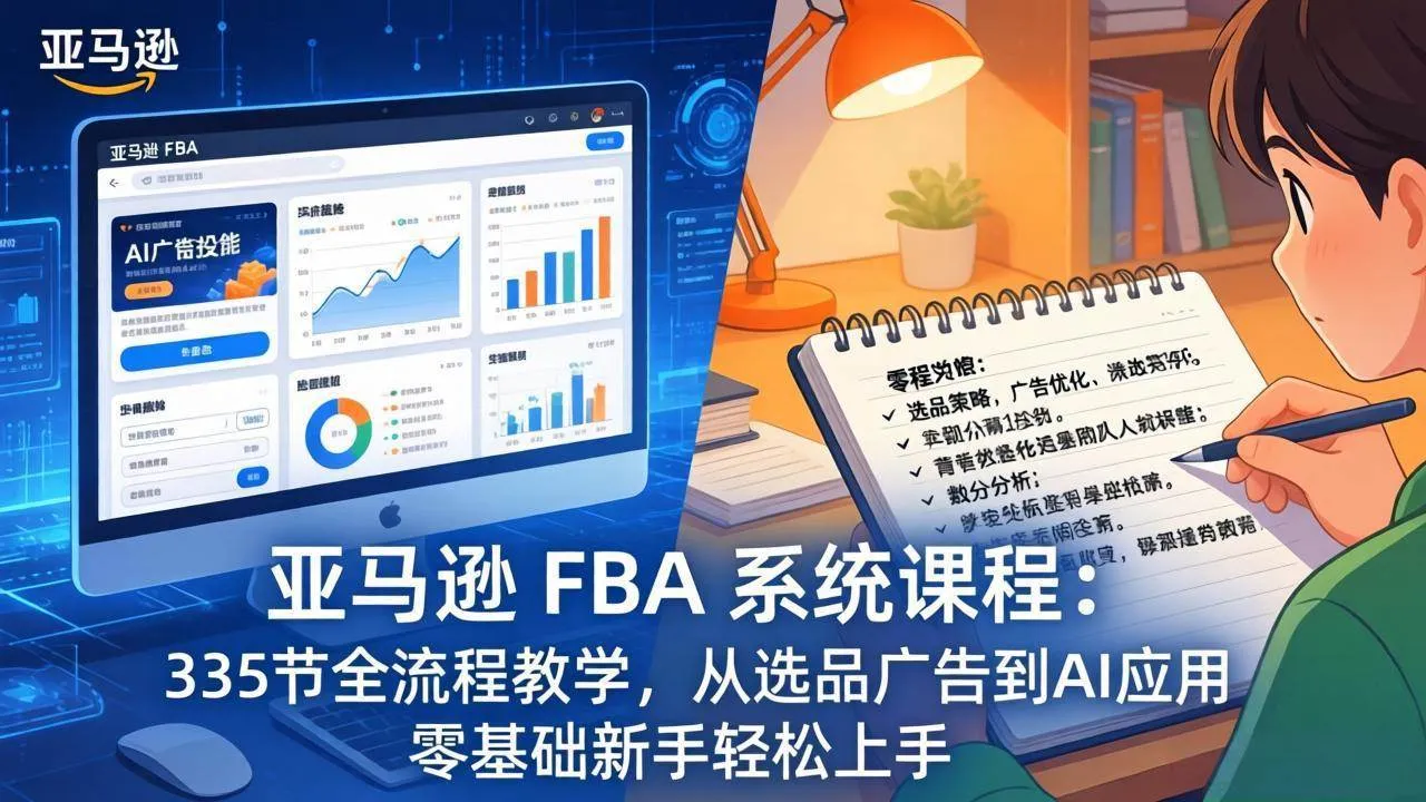 （17744期）亚马逊 FBA 系统课程（更新26年3月）335节全流程教学，从选品广告到AI应用，零基础新手轻松上手_摸鱼资源网