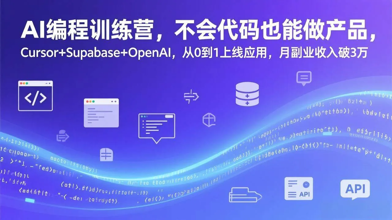 AI编程训练营：用Cursor+Supabase+OpenAI从零打造SaaS应用，月副业收入3万+_摸鱼资源网