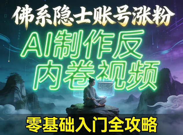 佛系隐士账号涨粉，AI制作反内卷视频，零基础入门全攻略_摸鱼资源网