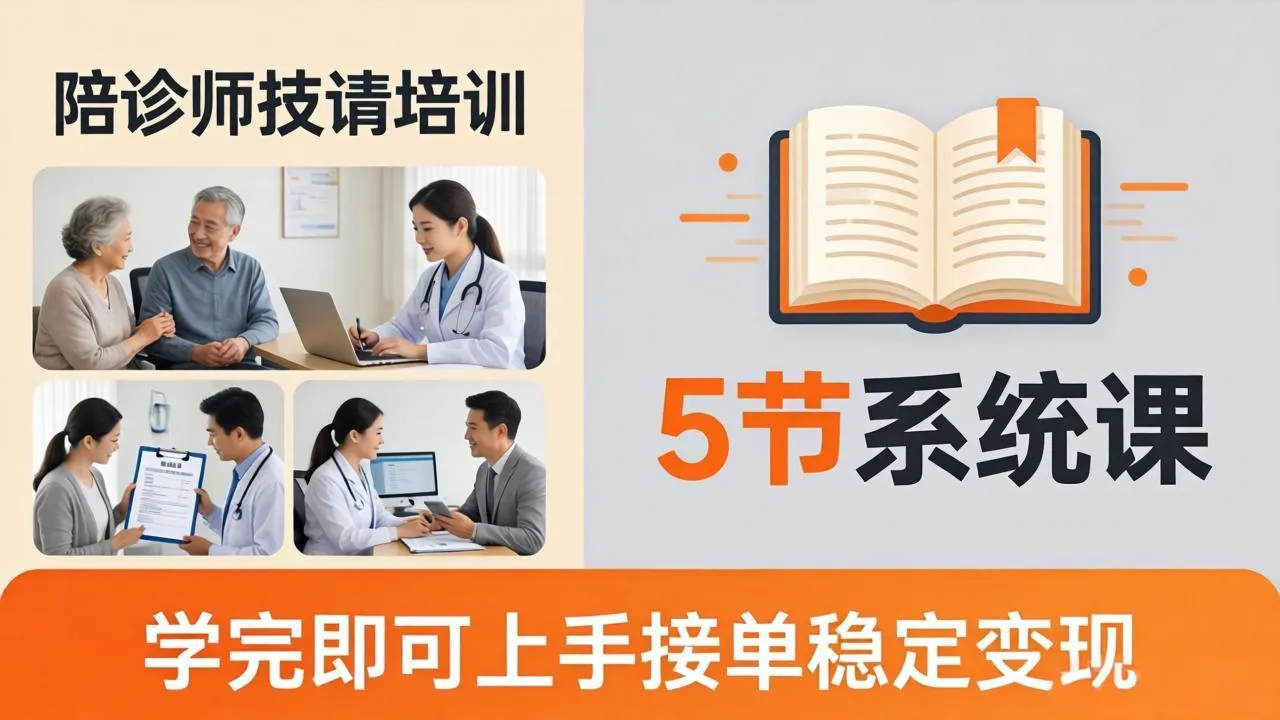 想做陪诊师不知从何下手？5节系统课教你掌握核心技能，学完即可上手接单稳定变现_摸鱼资源网