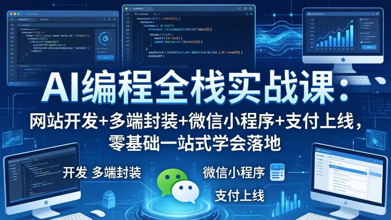 AI编程全栈实战课：网站开发+多端封装+微信小程序+支付上线，零基础一站式学会落地_摸鱼资源网