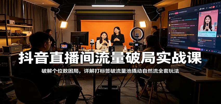抖音直播间流量破局实战课：破解个位数困局，详解打标签破流量池撬动自然流全套玩法_摸鱼资源网