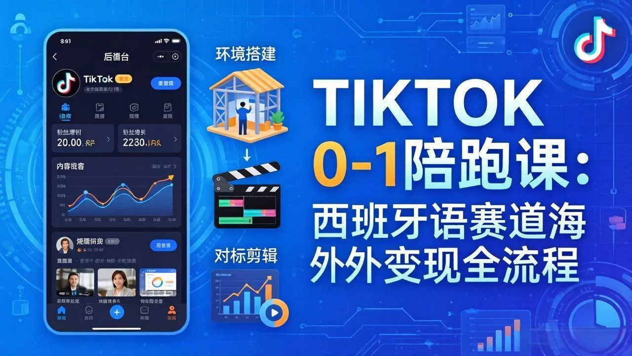 （17908期）TIKTOK 0-1 陪跑课：从环境搭建到刷对标剪辑，西班牙语赛道海外变现全流程_摸鱼资源网