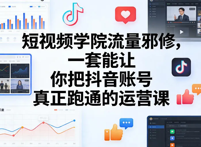 短视频学院流量邪修，一套能让你把抖音账号真正跑通的运营课_摸鱼资源网