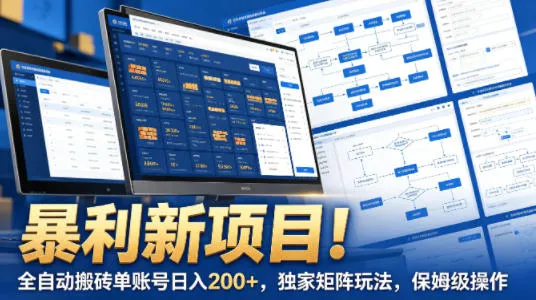 暴利新项目！全自动搬砖单账号日入200+，独家矩阵玩法，保姆级操作【揭秘】_摸鱼资源网