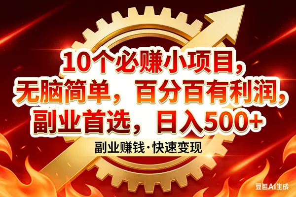 （17735期）10个必赚小项目，百分百有利润，无脑简单，副业首选，日入300+_摸鱼资源网