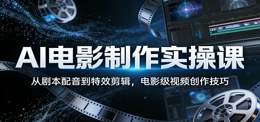 AI电影制作实操课：从剧本配音到特效剪辑，电影级视频创作技巧_摸鱼资源网