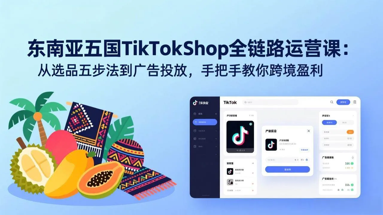 （17511期）东南亚五国TikTok Shop全链路运营课：从选品五步法到广告投放，手把手教你跨境盈利_摸鱼资源网