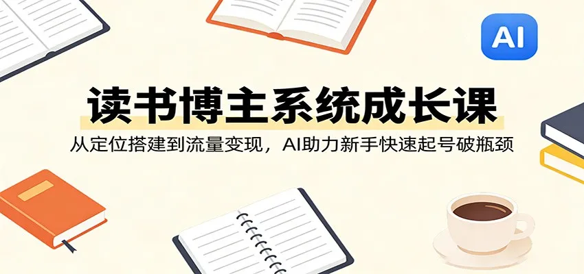 读书博主系统成长课：从定位搭建到流量变现，AI助力新手快速起号破瓶颈_摸鱼资源网