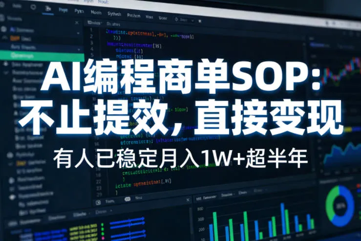 AI编程商单SOP，AI编程不能只给工作提效，还要直接变现，有人已经稳定月入1W+半年了_摸鱼资源网