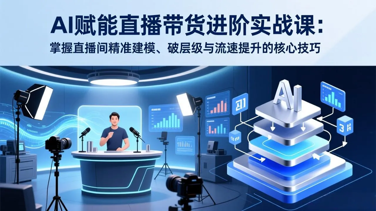 AI赋能直播带货进阶实战课：掌握直播间精准建模、破层级与流速提升的核心技巧_摸鱼资源网
