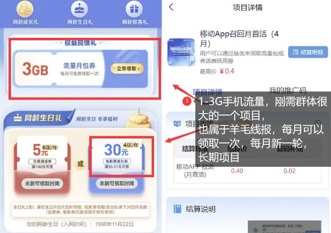 手机流量领取推广_每月一轮，刚需类的长期项目_摸鱼资源网