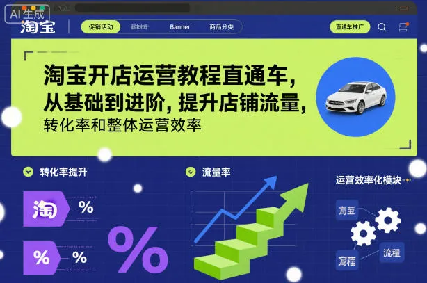 淘宝开店运营教程直通车，从基础到进阶，提升店铺流量，转化率和整体运营效率（更新26年4月20日）_摸鱼资源网