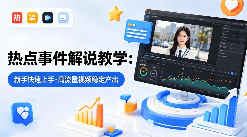 某大V的热点事件解说教学，新手也能快速上手，稳定产出高流量解说视频_摸鱼资源网