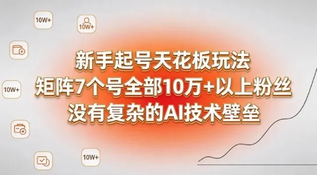 新手起号天花板玩法，矩阵7个号全部10W+以上粉丝，没有复杂的AI技术壁垒_摸鱼资源网