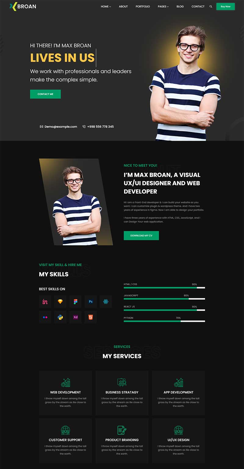 酷黑色响应式程序员个人介绍网页模板 – SEO优化下载与使用指南_摸鱼资源网