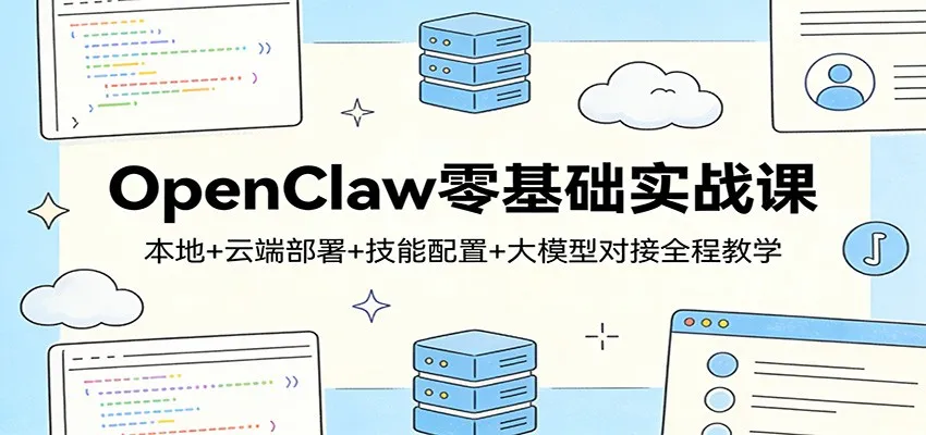 OpenClaw零基础实战课：本地+云端部署+技能配置+大模型对接全程教学_摸鱼资源网