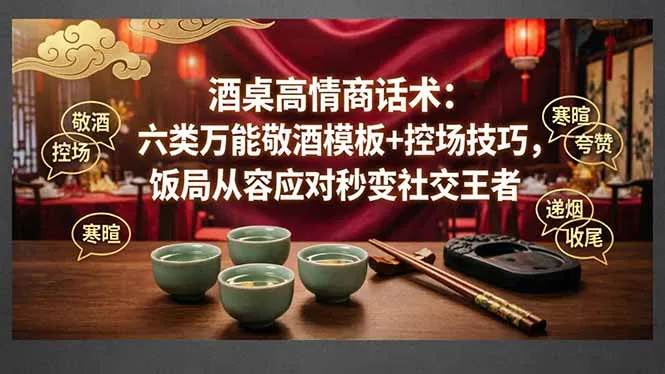 付费文章：酒桌高情商话术：六类万能敬酒模板+控场技巧，饭局从容应对秒变社交王者_摸鱼资源网