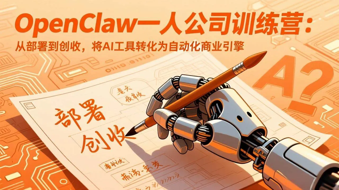 （17540期）OpenClaw一人公司训练营：从部署到创收，将AI工具转化为自动化商业引擎_摸鱼资源网