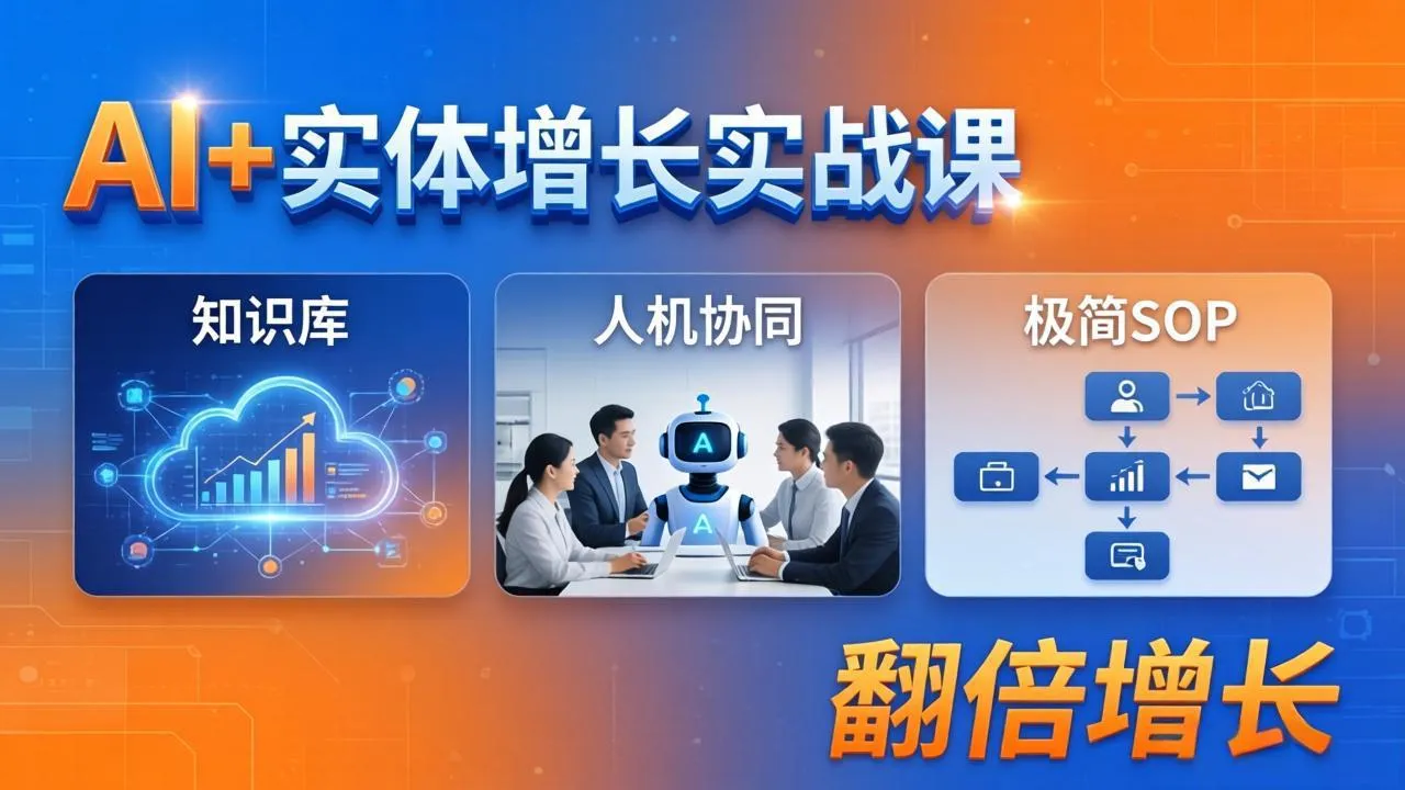 AI+实体增长实战课：知识库+人机协同+极简SOP，助力实体业务翻倍增长_摸鱼资源网