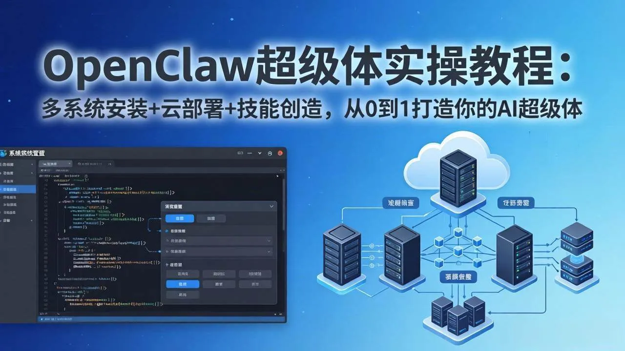 （17603期）OpenClaw-小龙虾 超级体实操教程：多系统安装+云部署+技能创造，从0到1打造你的AI超级体_摸鱼资源网