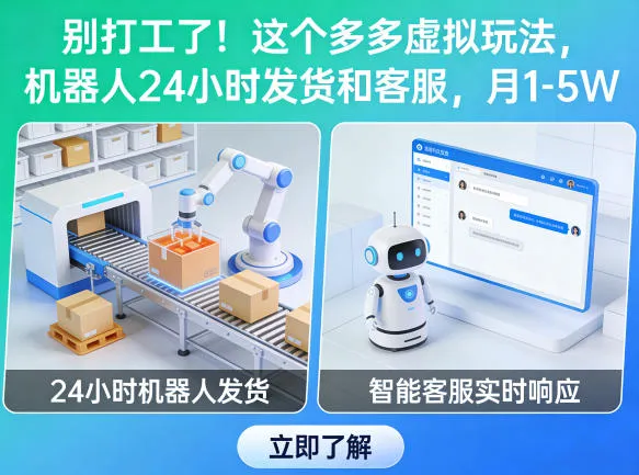 别打工了！这个多多虚拟玩法，机器人24小时发货和客服，月1-5W【揭秘】_摸鱼资源网
