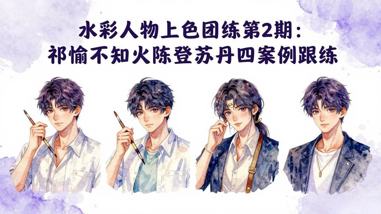 （17954期）水彩人物上色团练第2期：祁煜不知火陈登苏丹四案例跟练，手把手提升绘画能力_摸鱼资源网