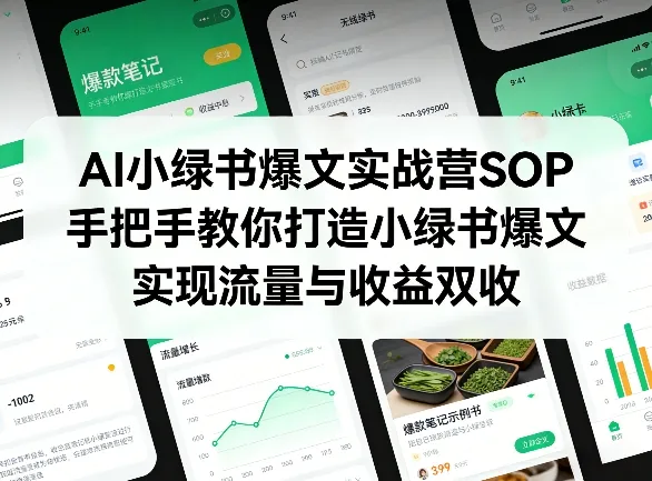 AI小绿书爆文实战营SOP，手把手教你打造小绿书爆文，实现流量与收益双收_摸鱼资源网
