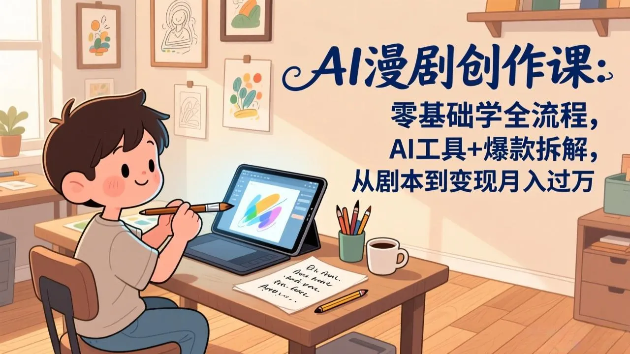 AI漫剧创作课：零基础学全流程，AI工具+爆款拆解，从剧本到变现月入过万_摸鱼资源网