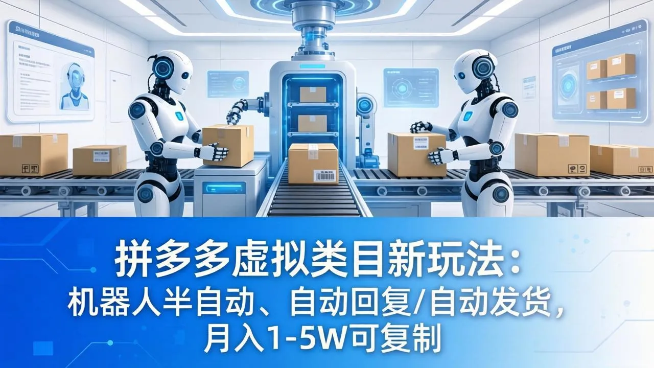拼多多虚拟类目新玩法：机器人半自动、自动回复 /自动发货，月入 1-5W 可复制_摸鱼资源网