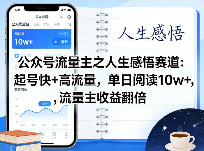 公众号流量主之人生感悟赛道，起号快+高流量，单日阅读10w+，流量主收益翻倍_摸鱼资源网