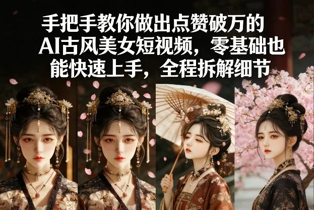 手把手教你做出点赞破万的AI古风美女短视频，零基础也能快速上手，全程拆解细节_摸鱼资源网