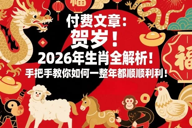 付费文章：贺岁！2026年生肖全解析！手把手教你如何一整年都顺顺利利！_摸鱼资源网