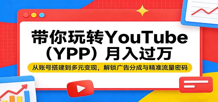 带你玩转YouTube（YPP）月入过万：从账号搭建到多元变现，解锁广告分成与精准流量密码_摸鱼资源网