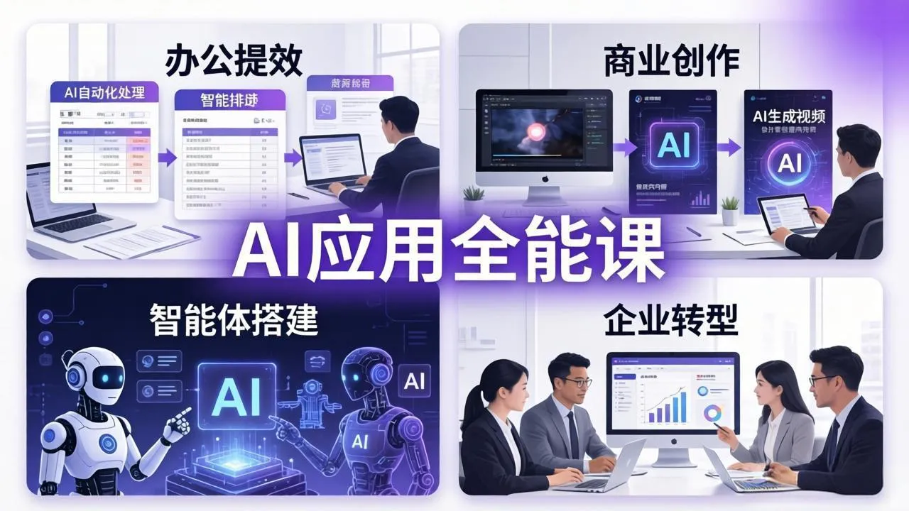 AIGC 应用全能课：办公提效、商业创作、智能体搭建、企业转型，一站式学会AI应用_摸鱼资源网