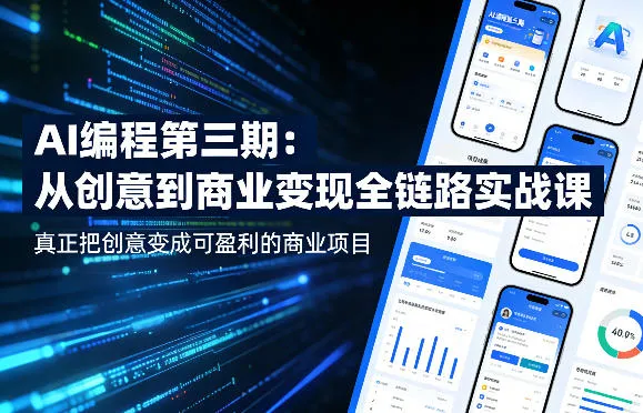 AI编程第三期，从创意到商业变现的全链路实战课，真正把创意变成可盈利的商业项目(更新4月17日)_摸鱼资源网