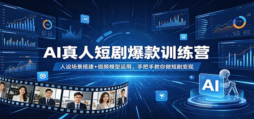 AI真人短剧爆款训练营：人设场景搭建+视频模型运用，手把手教你做短剧变现_摸鱼资源网