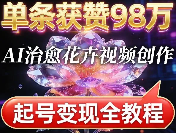 单条获赞98W，AI治愈花卉视频创作，起号变现全教程_摸鱼资源网