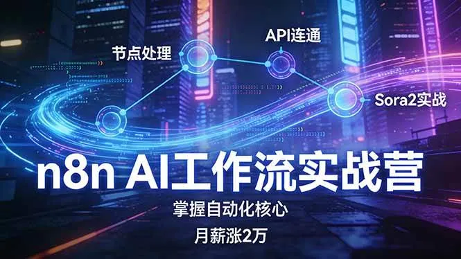 （17458期）n8n AI工作流实战营，节点处理+API连通+Sora2实战，掌握自动化核心月薪涨2万_摸鱼资源网