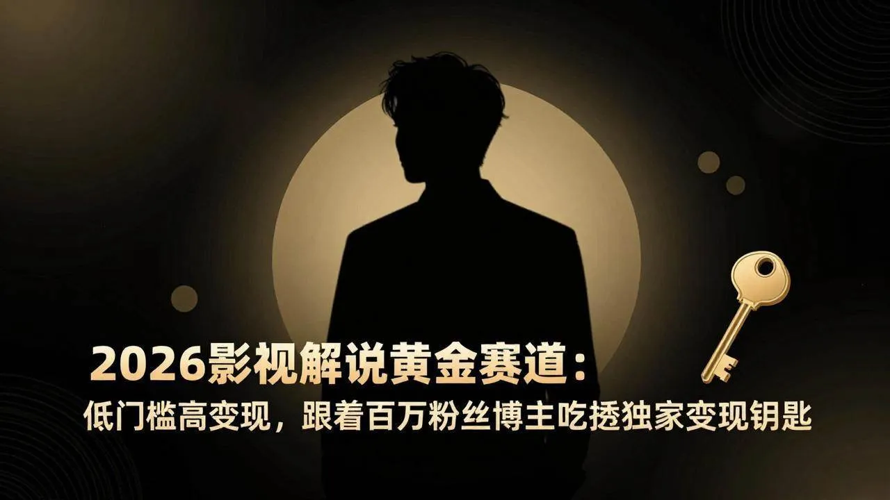 （17721期）2026影视解说黄金赛道：低门槛高变现，跟着百万粉丝博主吃透独家变现钥匙_摸鱼资源网