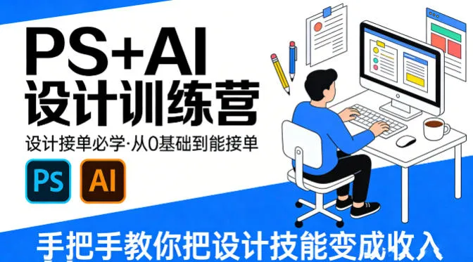 设计接单必学，PS+AI设计训练营，从0基础到能接单，手把手教你把设计技能变成收入_摸鱼资源网