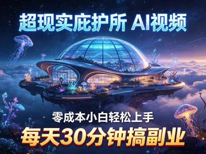 超现实庇护所AI视频项目拆解，零成本小白轻松上手，每天30分钟搞副业_摸鱼资源网