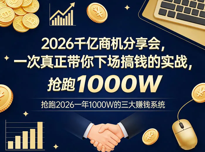 2026千亿商机分享会，一次真正带你下场搞钱的实战，抢跑2026一年1000W的三大賺钱系统_摸鱼资源网