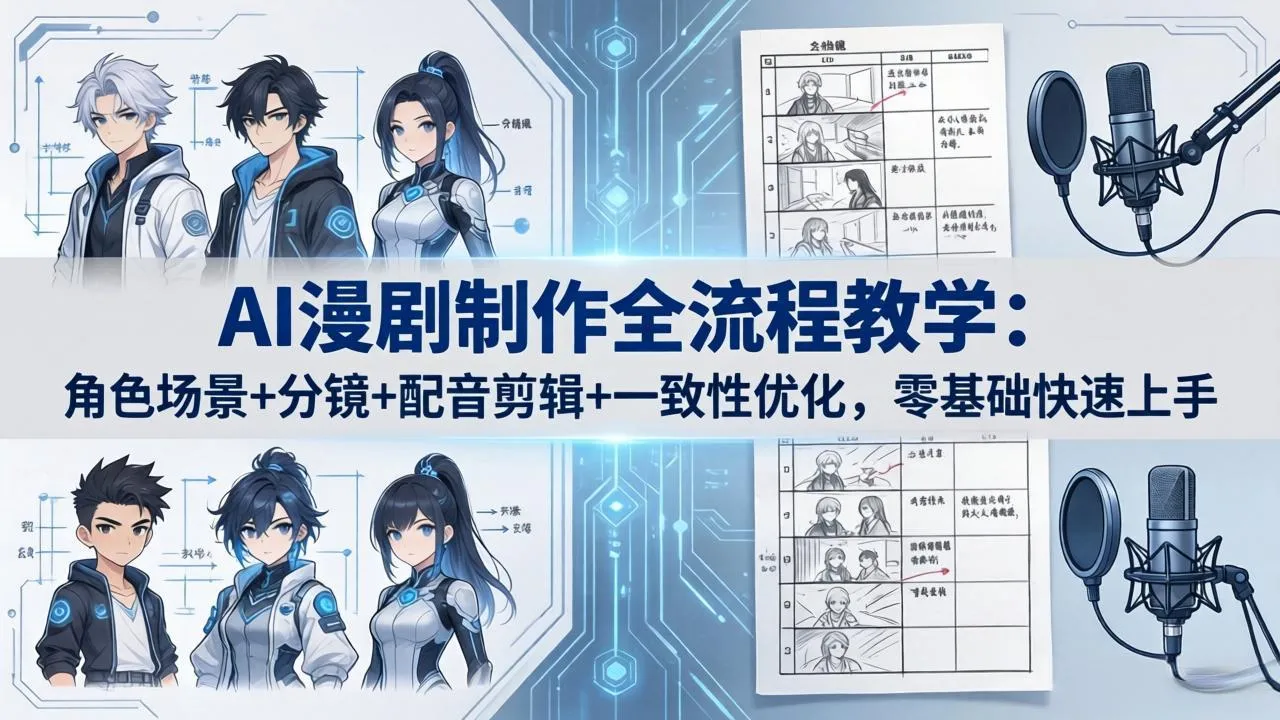 AI漫剧制作全流程教学：角色场景+分镜+配音剪辑+一致性优化，零基础快速上手_摸鱼资源网