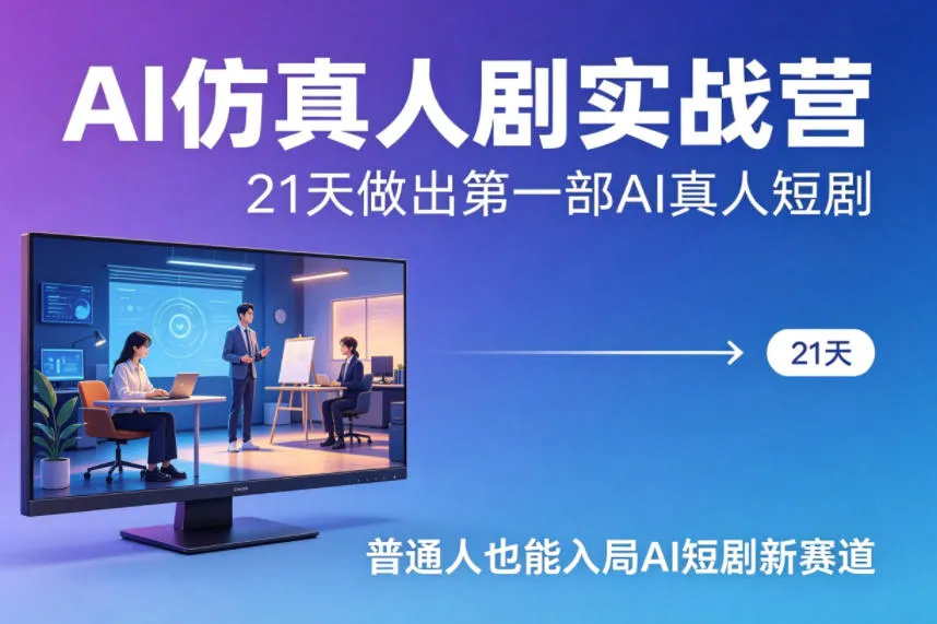 AI仿真人剧实战营，21天做出第一部AI真人短剧，普通人也能入局AI短剧新赛道（更新）_摸鱼资源网