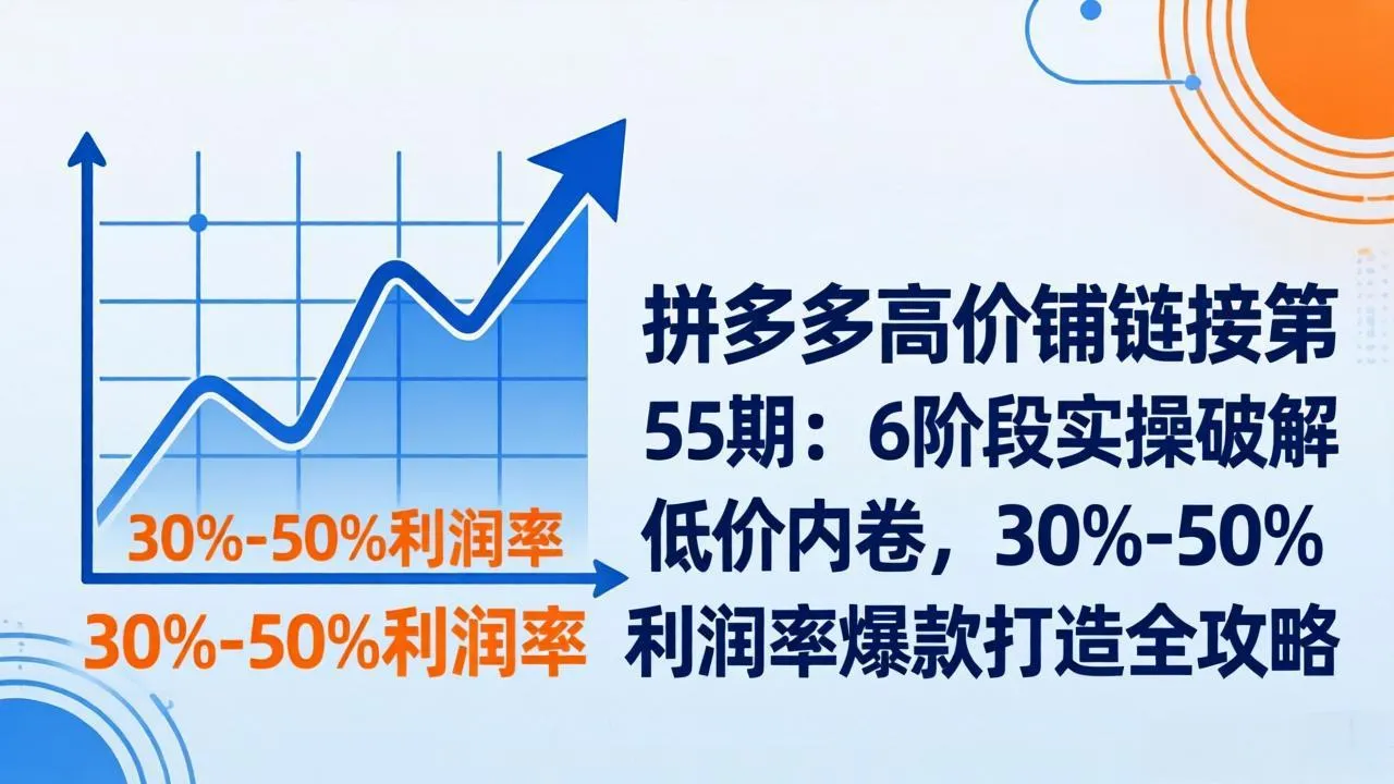 拼多多高价铺链接第55期：6阶段实操破解低价内卷，30%-50%利润率爆款打造全攻略_摸鱼资源网