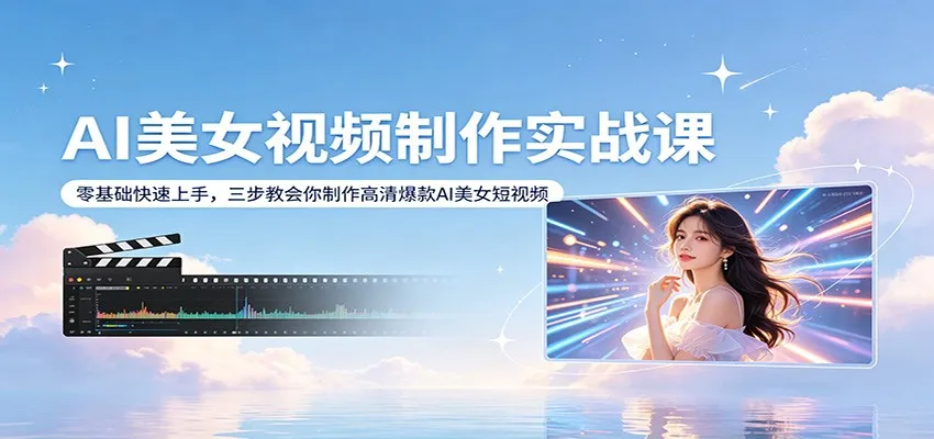 AI美女视频制作实战课：零基础快速上手，三步教会你制作高清爆款AI美女短视频_摸鱼资源网
