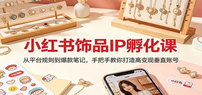 小红书饰品IP孵化课：从平台规则到爆款笔记，手把手教你打造高变现垂直账号_摸鱼资源网